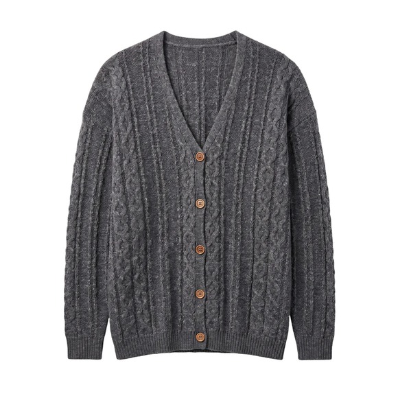 NATURAL LIFE Sweaters - Natural Life Women Oversized Gray Cable Knit Button Front Cardigan Sweater M NWT